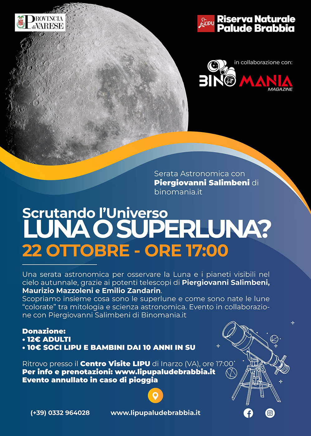 Luna o super luna, appuntamento alla Riserva Naturale Palude Brabbia