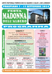 Il programma della festa della Madonna dell'Albero 2024