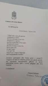 La lettera del sindaco Ermoni ai genitori della piccola Giada