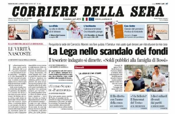 La Lega e le prime pagine (inserita in galleria)