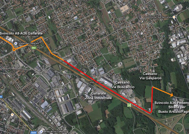 tangenziale cassano magnago tracciato mappa