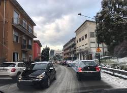 Neve sulla gallaratese tra Castronno, Albizzate e Cavaria