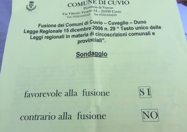 Fusione, le votazioni incorso a Cuvio