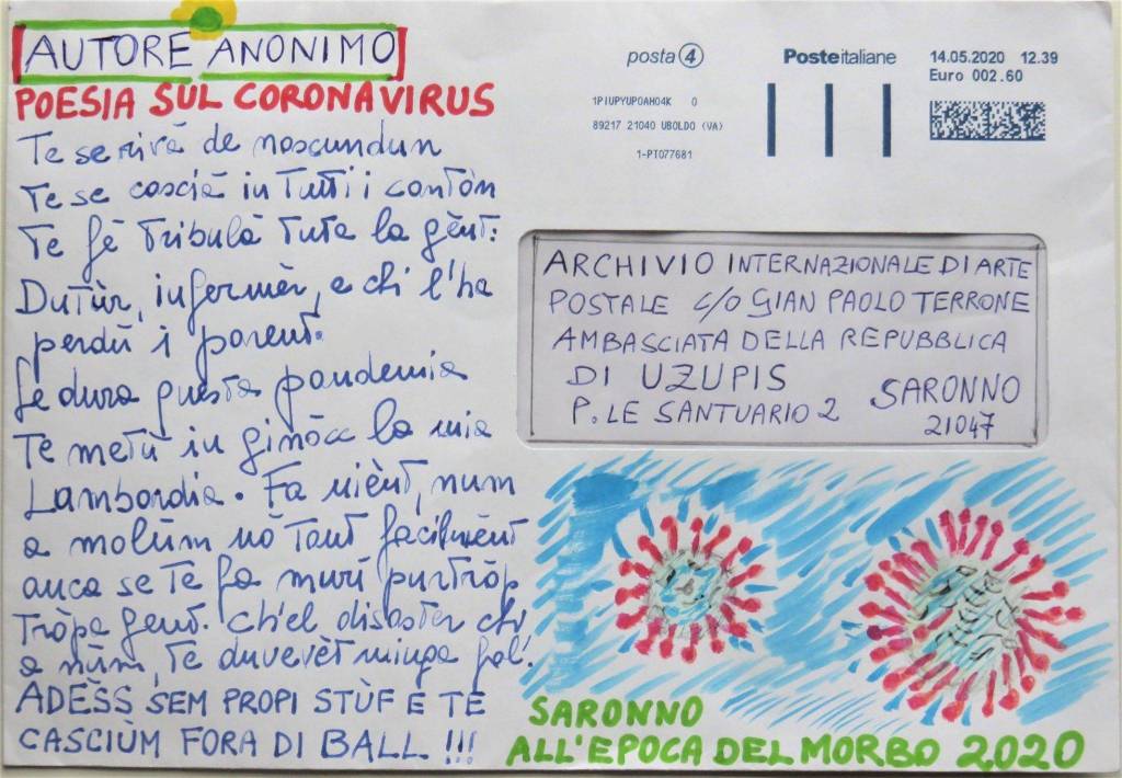 Mail art per raccontare la quarantena vissuta a Saronno