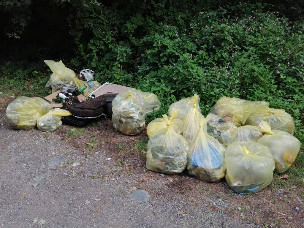 Pulizia della spiaggia del Fortino a Laveno Mombello