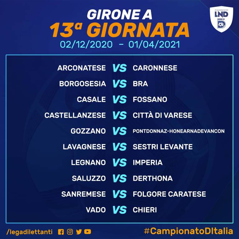 Il Calendario del Girone A di Serie D