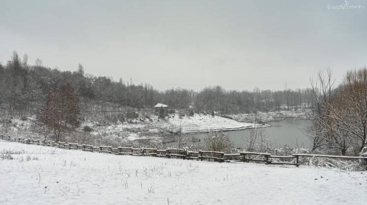 Gerenzano, il Parco degli Aironi sotto la neve