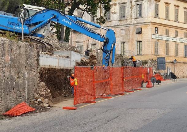 Induno Olona: i lavori al muro di Villa Castiglioni