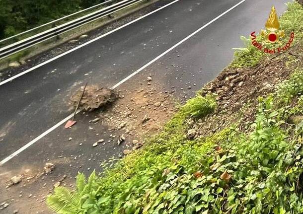 Grosso masso si stacca dalla riva sulla strada in viale Borri