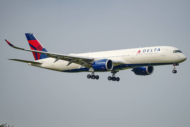 Airbus 350.900 di Delta Airways a Malpensa