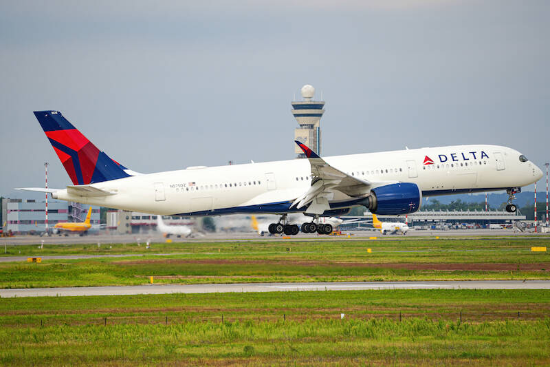 Airbus 350.900 di Delta Airways a Malpensa