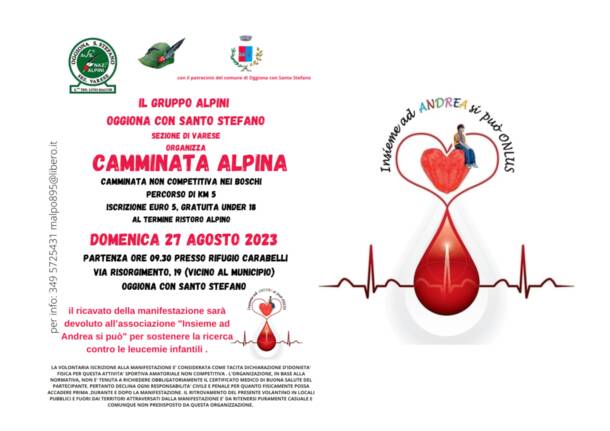 \"Camminata Alpina\" organizzata dal Gruppo alpini Oggiona con Santo Stefano