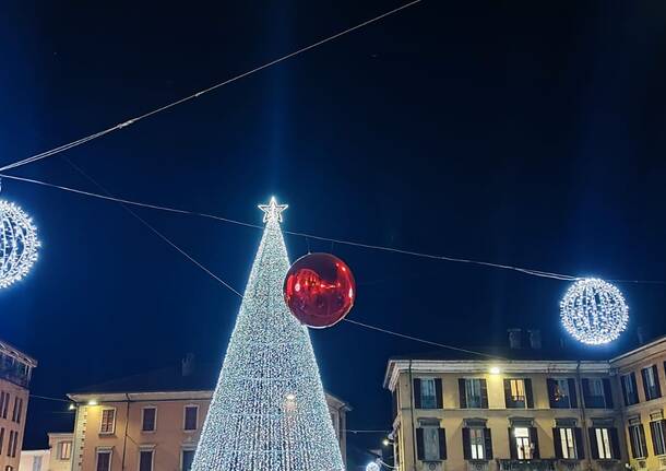 L\'accensione del grande albero in piazza a Gallarate