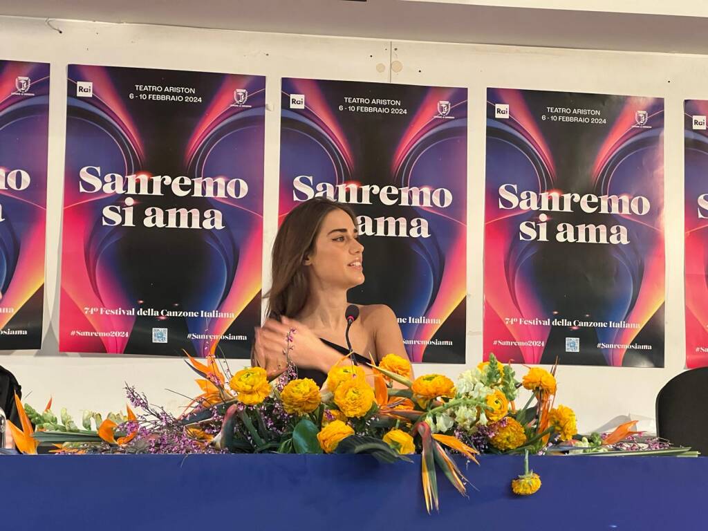 Clara Soccini in conferenza stampa a Sanremo