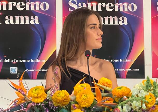 Clara Soccini in conferenza stampa a Sanremo