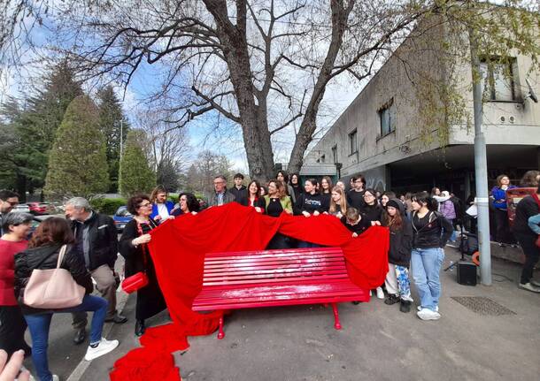 Restaurata dagli studenti del liceo artistico di Varese la panchina rossa in via Manin