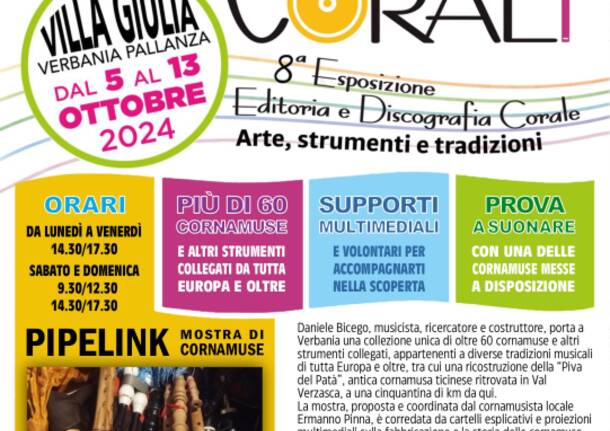 Mostra \"Pipelink, cornamuse dal mondo\" dal 5 al 13 ottobre a Villa Giulia, Verbania Pallanza