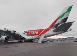 Emirates A380 livrea Milan a Malpensa 