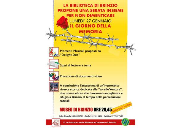 Giornata della Memoria 2025: Brinzio non dimentica